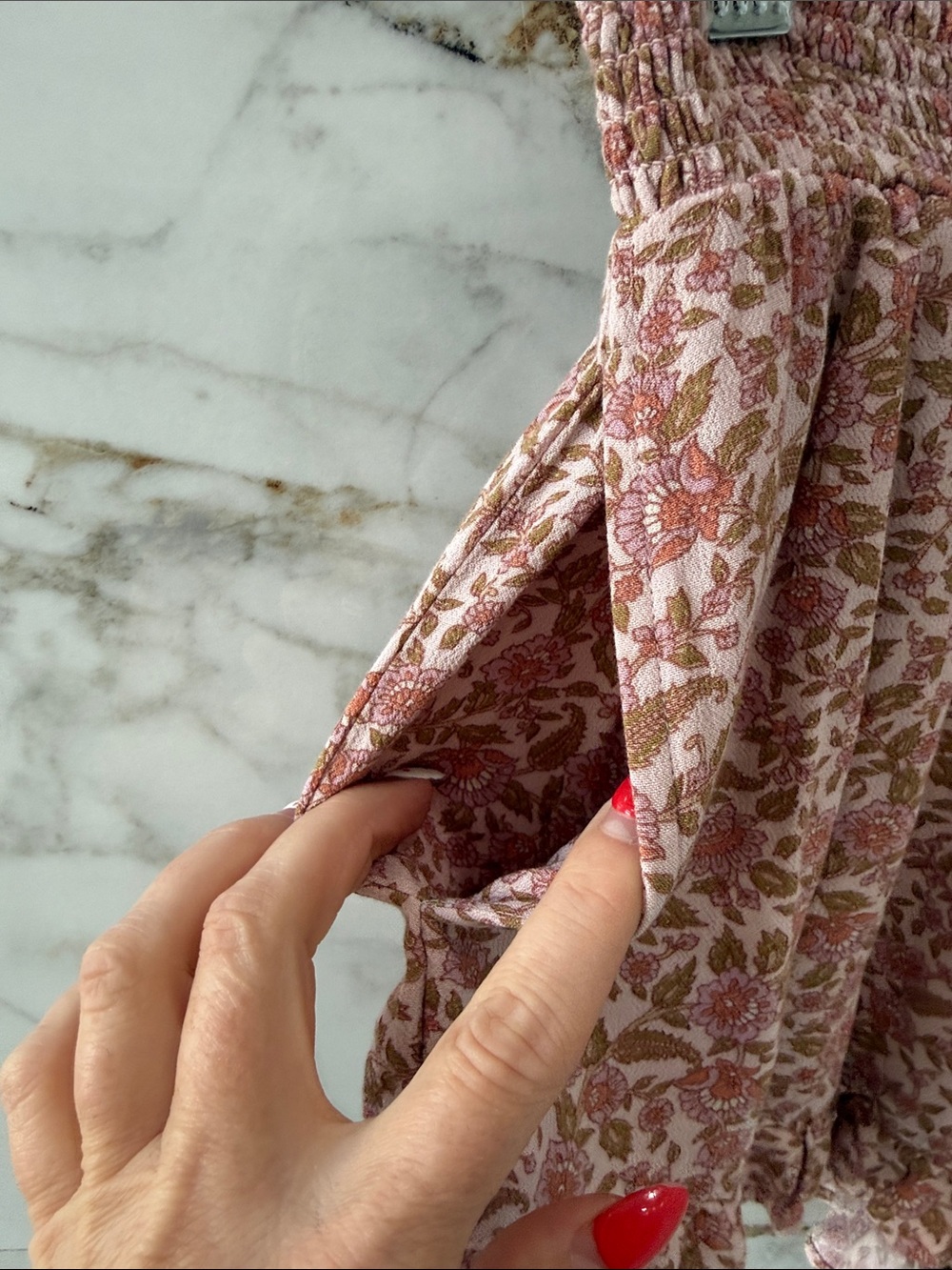 American Eagle Outfitters Pink Floral Smocked Waist Ruffle Shorts - Picture 5 of 5